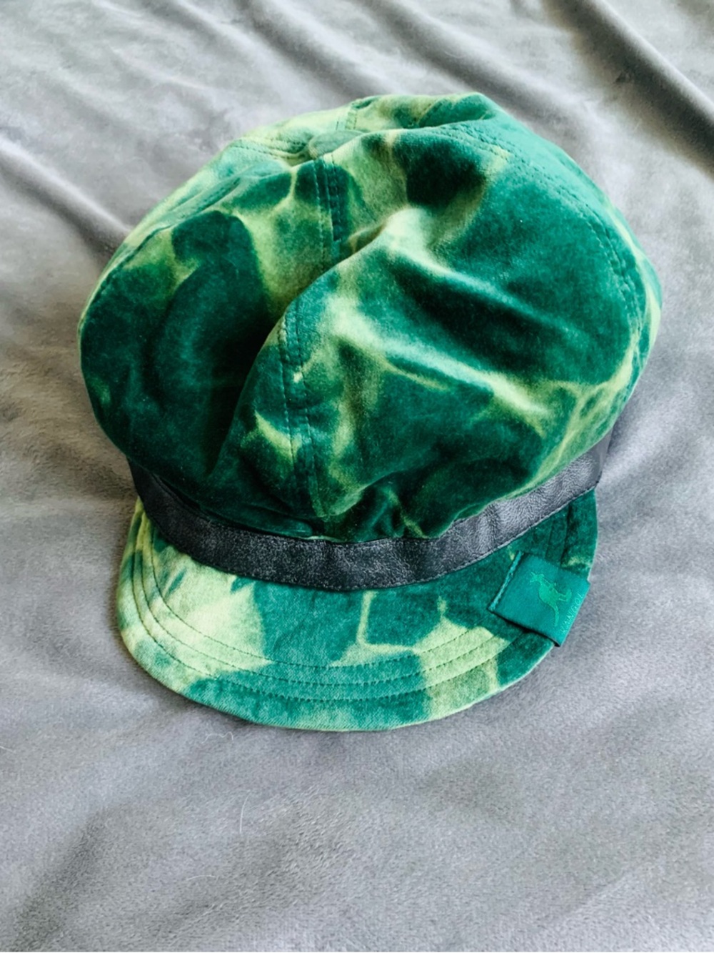 Vintage Kangol Green Tie-Dye Spitfire Cap with Black Band, Medium